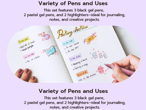 variety of pens and uses