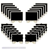 24 Pack Small Chalkboard Labels with Easel Stand, Mini Chalkboard Signs, Wooden Blackboard for Ta...