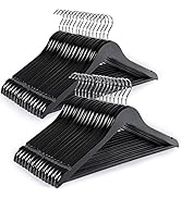 TOPIA HANGER Wooden Coat Hangers 30 Pack, Black Wood Suit Hangers with Non Slip Pants Bar, 360° S...