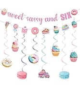 Sweet Sassy and Six Birthday Decorations - Sweet Sassy and Six Banner Hanging Swirl 6th Birthday ...