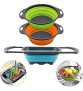 QiMH Collapsible Colander Set of 3-2 PC 4 Quart and 1 PC 6 Quart Over the Sink Colander - Food-Gr...