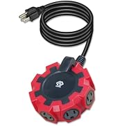 The OSKOS 6-Outlet Power Strip with a 5-Foot Power Cord Features an on/Off Switch and a Circuit B...