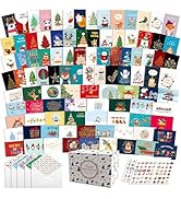 100 Unique Christmas Cards, Christmas Cards Boxed With Envelopes,Large 5X7 Inch Merry Christmas C...