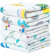 NTBAY 6 Pack Baby Muslin Washcloths, 6 Layers Natural Cotton Newborn Baby Face Towel with Animals...