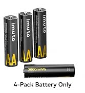 muto Rechargeable AA Batteries with Charger, 3000mWh aa Lithium 4 Pack