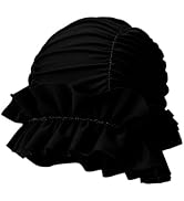Ewanda store Cute Large Pleated Nylon Cloth Swim Cap for Women Swimming,Swimming Cap Comfort Hot ...