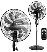 Aigostar 9-Blade Pedestal Fan with Remote, 16?Oscillating Standing Fan for Bedroom, 3 Speed & 3 M...