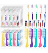 Disposable Toothbrushes with Toothpaste and Comb in Bulk, Individually Wrapped Soft Bristle Trave...