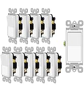 Decora Single Pole Switch,Nineleaf 10 Pack 15 Amp Rocker Electrical Light Switch,Single Pole Padd...