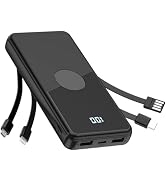 TXQX Portable Charger with Built in Cables,High Speed Power Bank 10000mAh Travel Battery Pack 5 O...