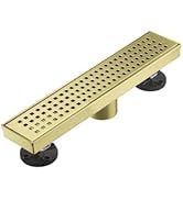 AVSIILE Linear Shower Floor Drain, Brushed Gold 12 Inch 304 Stainless Steel Bathroom Drains Kit, ...