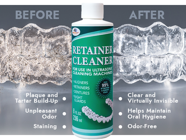 retainer cleaner ultrasonic cleaning solution machines dentures mouthguard aligners night guard