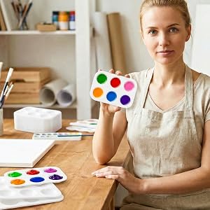 White Art Paint Tray Palette, Rectangular Plastic Paint Tray