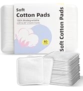 Large Square Cotton Pads, 80 Count, Lint-Free, Soft, Rounded Corners, Multi-Layer, for Makeup Rem...