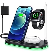 WAITIEE Wireless Charger, 4 in 1 Wireless Charging Stand for Apple Watch Series SE,6,5,4,3,2,1, A...