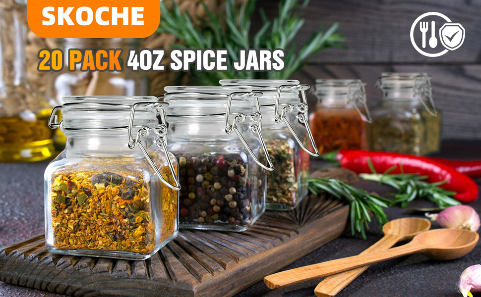 Spice Jars 4 oz 20 Pack