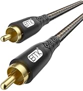 EMK RCA to RCA Subwoofer Cable – 24K Gold-Plated Connector Nylon Braided Double Shielded Audio Ca...