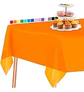 PartyWoo Halloween Tablecloth, 54 x 108 Inch Orange Rectangle Tablecloth, Plastic Tablecloth for ...