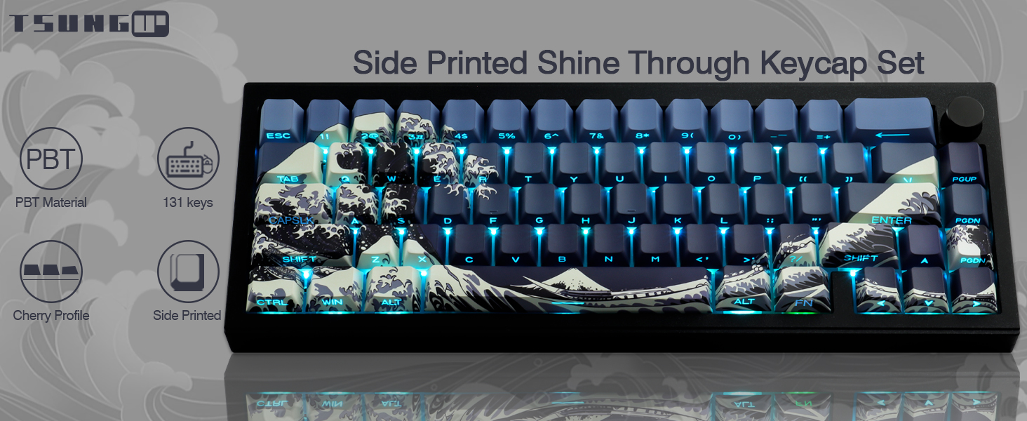 side printed shine through keycaps set