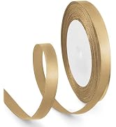 HimBen 3/8 Inch 25 Yards Satin Ribbon Champagne Gold, Solid Color Fabric Ribbon for Gift Wrapping...