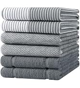 Homaxy Premium Kitchen Towels 18"x28", 6 Pack Large Cotton 380 GSM Dish Towels, Highly Absorben F...