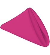 PLOYMONO Fuchsia Heavy Duty Cloth Napkins - 17 x 17 Inch Solid Washable Polyester Dinner Napkins ...