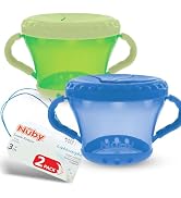Nuby Toddler Snack Cups with Soft Flaps Lids - (2 Pack) 9 oz - Spill-Resistant Snack Containers f...