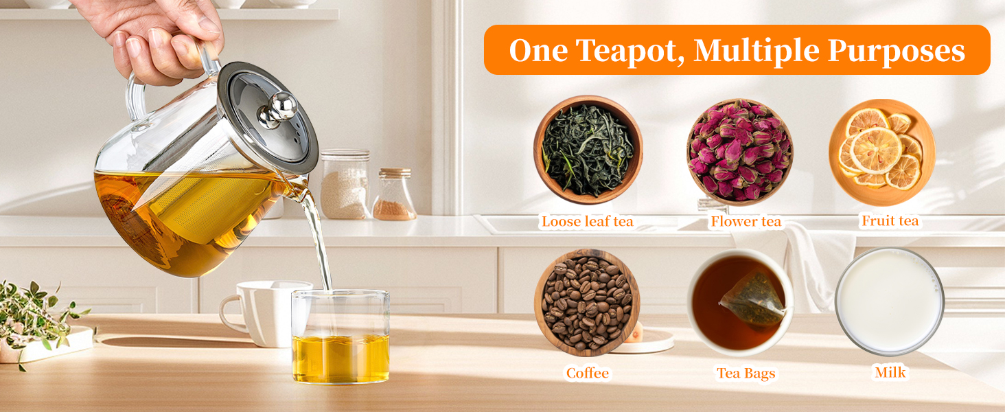 Glass Teapot with Stainless Steel Infuser