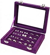 EONGOA Jewelry Box Rings Organizer Tray 7 Slots Velvet Jewelry Earring Storage Box With Transpare...