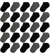 GENTABY Kids Ankle Socks, Boys/Girls No Show Low Cut Socks, 25 Pairs Bulk Pack for School, Sizes ...