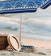 AMMSUN 7ft Heavy Duty High Wind Beach Umbrella with Sand Anchor & Tilt Sun Shelter UV 50+ Protec...