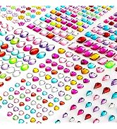 Gem Stickers for Crafts – 1200+ Self Adhesive Rhinestone Jewel Stickers in Assorted Shapes & Colo...