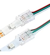 RGBZONE 25 Packs 3 Pin LED Connector 10mm Gapless Solderless Strip to Wire Quick Connector for 10...