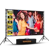 Outdoor Projector Screen with Stand, TOWOND 200 Inch Portable Projection Screen - Dual-Sided 16:9...
