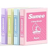 SUNEE 3 Ring Binder 1 Inch D Ring, Clear View Binder Three Ring PVC-Free (Fit 8.5x11 Inches) for ...