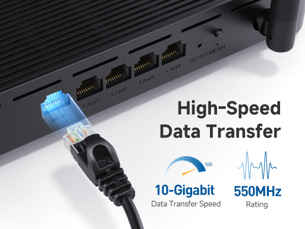 High-performance Cat6 network cable for LAN connections and internet