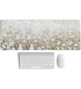 PaJiaNi Beige Spring Floral Mouse Pad,Summer Wildflower Aesthetic Mouse Pads,Cottagecore Flower D...