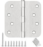 AmzGod 4 Inch Rounded Interior Door Hinges - 3 Pack Brushed Nickel - Heavy Duty Residential Silve...