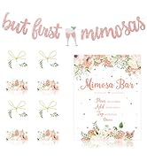 Faisichocalato Mimosa Bar Sign, But First Mimosas Banner, Boho Floral Wedding & Bridal Shower Dec...