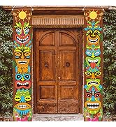 Hawaiian Luau Party Decoration Supplies, Tiki Totem Door Banner Sign for Aloha Hawaii Luau Tropic...