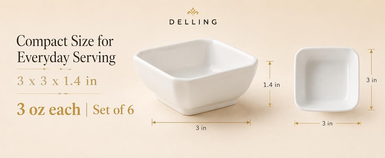 compact size for everyday serving 3 oz each Set of 6 3x3x1.4in