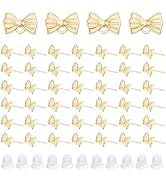 DICOSMETIC 80Pcs Bow Earring Finding Golden Bowknot Stud Earring Alloy Bow Tie Post Earrings Stai...