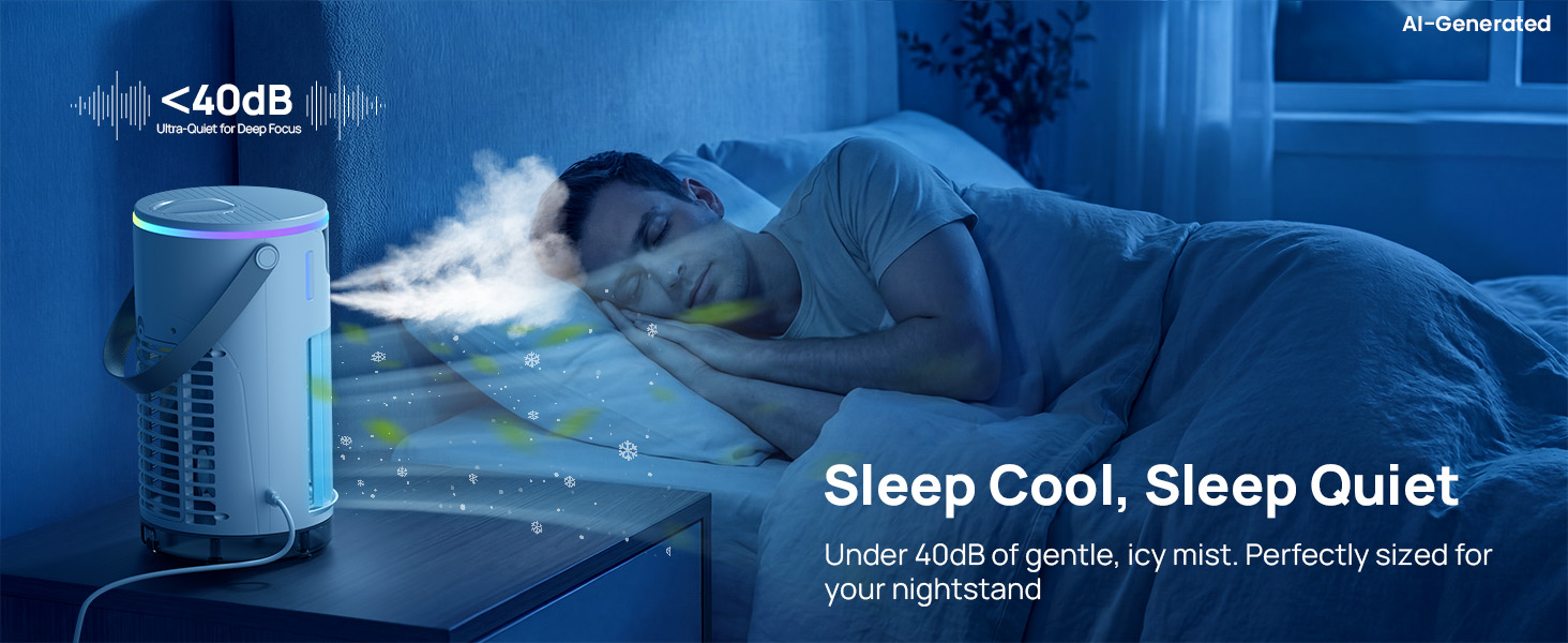 Quiet portable air conditioners for apartments under 40dB with icy mist breeze for sleeping