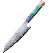 Damascus Chef Knife kiritsuke Stablized Wood Unique Handle Professional Japanese Chef Kitchen Kni...
