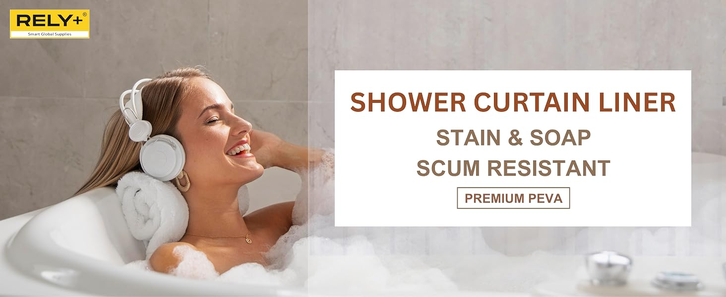Shower Curtain Liner 72 x 72 | Heavy-Duty Clear PEVA, 90 GSM Premium Thickness
