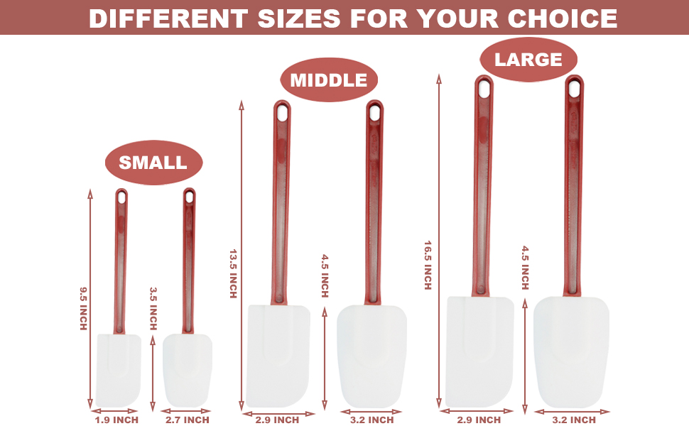 Different sizes of the high heat resistant spatula set