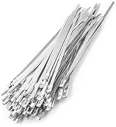 Metal Zip Ties of 100 Pcs, 6 IN SUS 304 Stainless Steel Cable Ties, Heavy Duty Metal Zip Ties for...