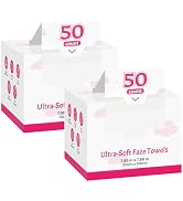 FIXSMITH Face Towels,Disposable Clean Towels for Face,100 Count Facial Cleansing Towelettes, Soft...