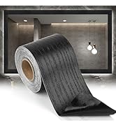 Okxiri 10M Black Wood Grain Removable Peel and Stick Wallpaper, Mirror Frame Border, PVC Waterpro...