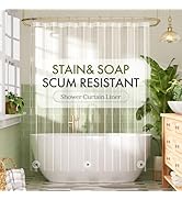 Bathway Shower Curtain Liner, Clear Shower Curtain Liner 72x72 PEVA Waterproof Shower Curtain Lin...